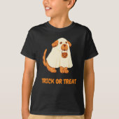 T-shirt Cute chien Ghost tour ou traiter Orange halloween (Devant)