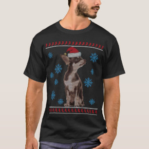 T-shirt Cute Chihuahua avec chapeau de Noël Joyeux Noël