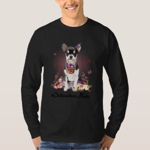 T-shirt Cute Chihuahua Maman Fleur Joyeuse Fête des Mères 