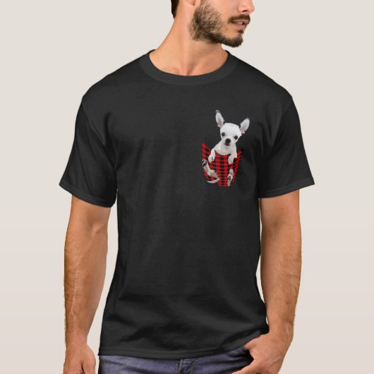 T-shirt Cute Chihuahuas Chien Art Dans Poitrine Poche Cade (Devant)