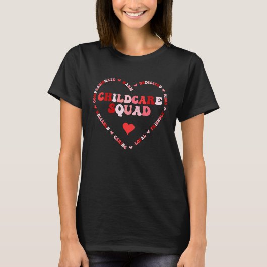 T-shirt Cute Childcare Squad Valentines Day Heart (Devant)
