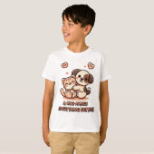 T-shirt Cute Chiot & Kitten Hug - Adorable Design Kawaii (Devant entier)
