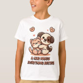 T-shirt Cute Chiot & Kitten Hug - Adorable Design Kawaii (Devant)