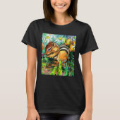 T-shirt Cute Chipmunk Spring Flowers Animal Impressionist (Devant)