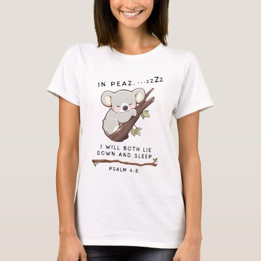 T-shirt Cute Christian Dormir Koala Psalm 4 Bible (Devant)