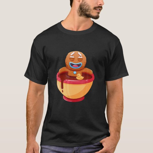T-shirt Cute Christmas Biscuit Pain Café Art Design (Devant)