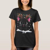 T-shirt Cute Christmas Black Cat Design (Devant)
