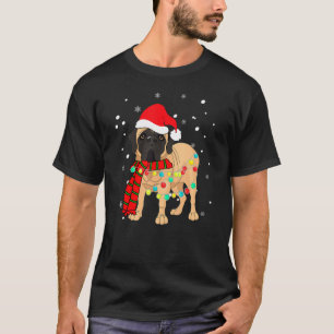 T-shirt Cute Christmas Bullmastiff Dog Lights Funny  For M
