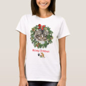 T-shirt Cute Christmas Chat Photo Wreath (Devant)