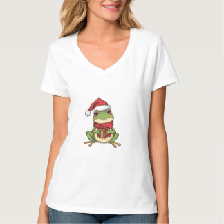 T-shirt Cute Christmas Frog Sweater - Santa Frog Holding G