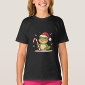 T-shirt Cute Christmas Frog With Candy Cane - Funny Holida (Devant)