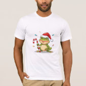T-shirt Cute Christmas Frog With Candy Cane - Funny Holida (Devant)