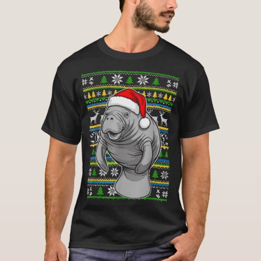 T-shirt Cute Christmas Manatee Shirt, Manatee Ugly Xmas Sw (Devant)