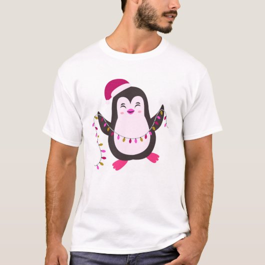 T-shirt “Cute Christmas Penguin Lights”  ✨  (Devant)
