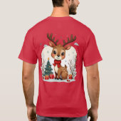 T-shirt Cute Christmas Reindeer Scene Snowy Forest (Dos)
