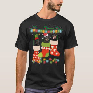 T-shirt Cute Christmas Rottweiler Sock Xmas Reindeer Santa