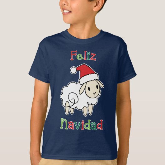 T-shirt Cute Christmas Sheep – Feliz Navidad  (Devant)