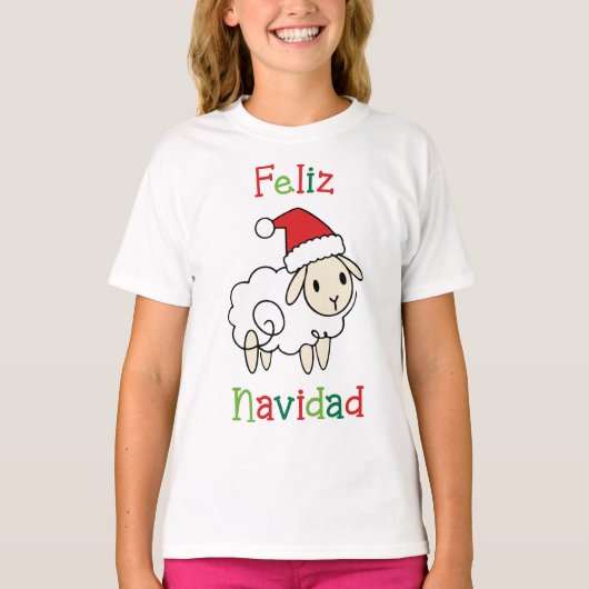 T-shirt Cute Christmas Sheep – Feliz Navidad  (Devant)