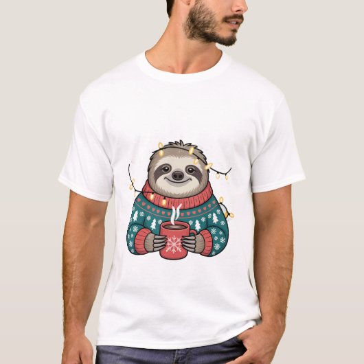 T-Shirt Cute Christmas Sloth Tee | Funny Holiday  (Devant)
