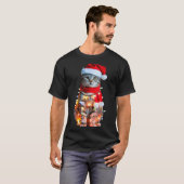 T-shirt Cute Christmas Tabby Cat In Lights Santa Hat For K (Devant entier)