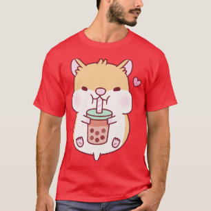 T-shirt Cute Chubby Hamster Aime Le Thé Bubble