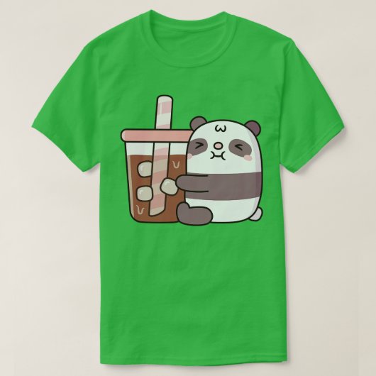 T-shirt Cute Chubby Panda Bear Accrocher du café glacé (Design devant)