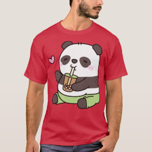 T-shirt Cute Chubby Panda Ours Aime Le Thé Bubble