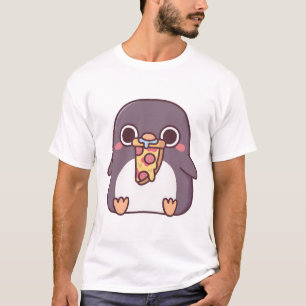 T-shirt Cute Chubby Penguin Avec Pepperoni Pizza Slice