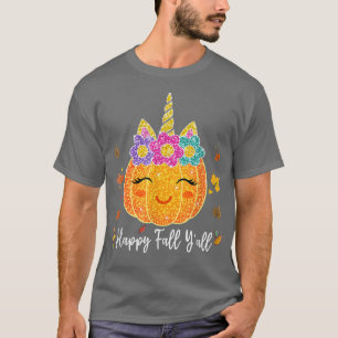 T-shirt Cute Citrouille Unicorn Halloween Thanksgiving