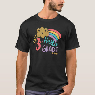 T-shirt Cute Cloud Arc en ciel Bonjour Enseignant de 3e an
