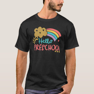 T-shirt Cute Cloud Rainbow Bonjour Enseignant préscolaire