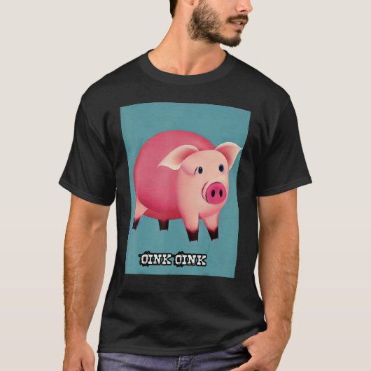 T-shirt Cute Cochon Piggie Rose Rose 40 (Devant)