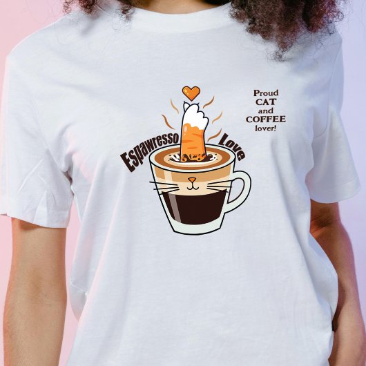 T-shirt Cute Coffee and Funny Cat Lover Rustic Cozy Style