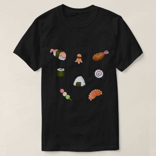 T-shirt Cute collection de sushis (Design devant)