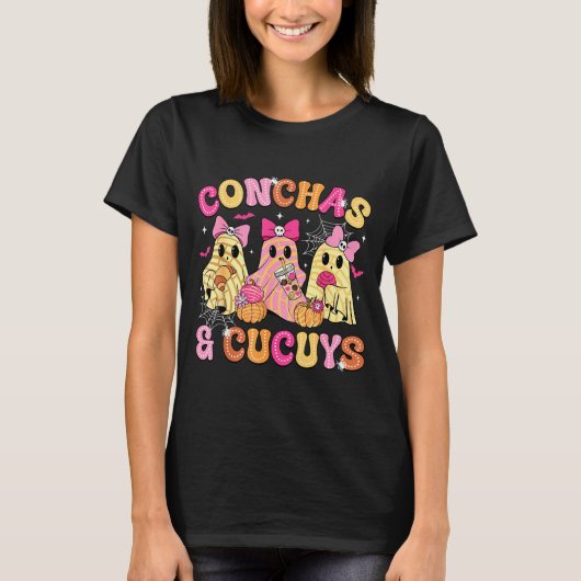 T-shirt Cute Conchas And Cucuys Ghost Funny Mexican Hallow (Devant)