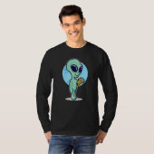 T-shirt Cute Conspiracy Theory UFO Alien Eating Pizza (Devant entier)