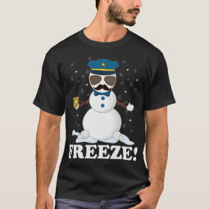 T-shirt Cute Cop Snowman Freeze Funny Police Parc de Noël