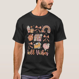 T-shirt Cute Coquette Bow Citrouille Automne Vibes d'Autom