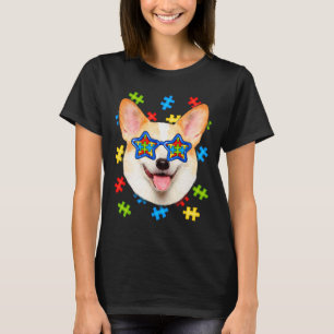 T-shirt Cute Corgi Autism Puzzle Lunettes de soleil Chipie