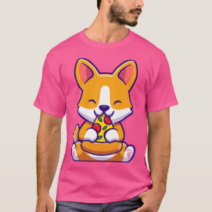 T-shirt Cute Corgi Chien Manger Pizza