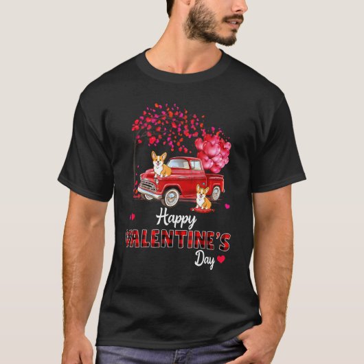 T-shirt Cute Corgi Chien Rouge Camion Heureuse Sainte-Vale (Devant)