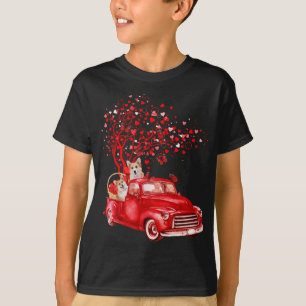 T-shirt Cute Corgi équitation Camion Rouge Saint Valentin 