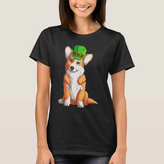 T-shirt Cute Corgi Irish Pub Clover Lover St Patrick's Day (Devant)