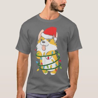T-shirt Cute Corgi Noël Lumières Arbre Chien Propriétaire 