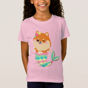 T-Shirt Cute Corgi Sirène Chien Chien Chien Chien Jeune Fi