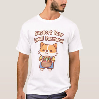 T-shirt Cute Corgi With Vegetables Support Your Local Farm