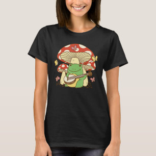 T-shirt Cute Cottagecore Frog Jouer Banjo sur Champignons