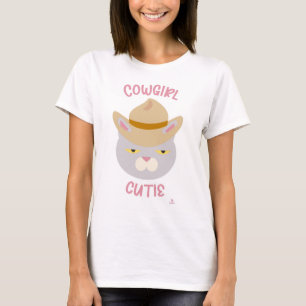 T-shirt Cute Cowboy Casquette Pays Chat Slogan