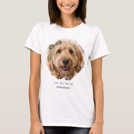 T-shirt Cute Custom Photo Paint Brushstroke I Love Dogs (Devant)