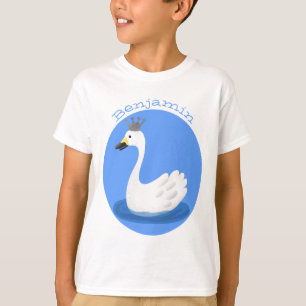 T-shirt Cute cygne blanc avec dessin de la couronne